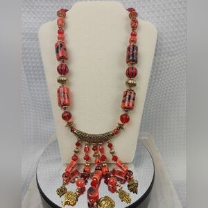 Tree Of Life Hamsa Gold Tone Statement Necklace